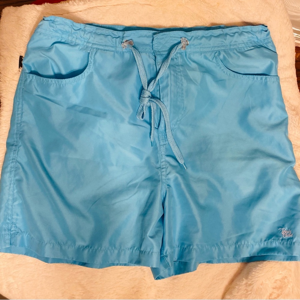 Body Glove Aqua Blue Women’s Beach Shorts Drawstring Stretch Waistband Pockets